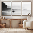 Surfer Beach Wall Art – Framed Black White Ocean Canvas by MyGreatCanvas | Canvas Wall Art Prints | Photo Prints & Wall Decor