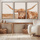 Longhorn Bull Wall Art Canvas Print – Framed Western Cow
