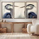 Blue Heron Pair Wall Art Canvas Print – Framed Coastal Bird