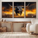 Longhorn Canvas Wall Art Canvas Print – Framed Bold Bull