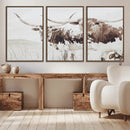 Longhorn Wall Art Canvas Print – Framed Western Cow Rustic