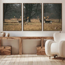 Deer Wall Art Canvas Print – Framed Rustic Wildlife Stags