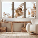 Pampas Grass Wall Art Canvas Print – Framed Neutral Tones