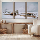 Bison Wildlife Wall Art Canvas Print – Framed Snowy Prairie