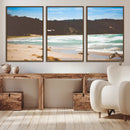Tranquil Beach Scene Wall Art Canvas Print – Framed Blue