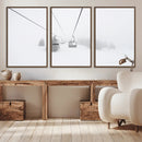 Ski Lift Wall Art Canvas Print – Snowy Alpine Landscape