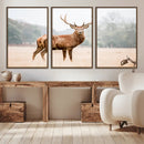 Vintage Wildlife Wall Art Canvas Print – Misty Landscape