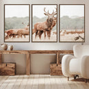 Rustic Nature Wall Art Canvas Print – Stag Woodland Framed