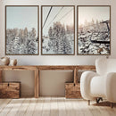 Frosty Pines Wall Art Canvas Print – Framed Cozy Cabin Ski