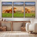 Texas Longhorn Pair Wall Art Canvas Print – Peaceful Rustic by MyGreatCanvas | Canvas Wall Art Prints | Photo Prints & Wall Decor