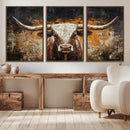 Abstract Longhorn Bull Wall Art Canvas Print – Vintage by MyGreatCanvas | Canvas Wall Art Prints | Photo Prints & Wall Decor