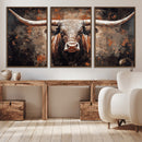 Rustic Longhorn Bull Wall Art Canvas Print – Vintage Western by MyGreatCanvas | Canvas Wall Art Prints | Photo Prints & Wall Decor