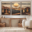 Wooden Mountain Layers Art – Rustic Pine Tree Landscape by MyGreatCanvas | Canvas Wall Art Prints | Photo Prints & Wall Decor