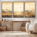 Sepia Color Abstract Mountain Wall Art Canvas Print