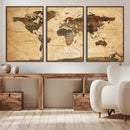 Push Pin World Map Canvas Print – Travel Tracker Wall Art