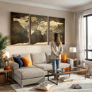 Large Framed Vintage World Map Wall Art Print for Home Wall