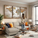Vibrant Watercolor World Map Canvas Wall Art – Framed Travel