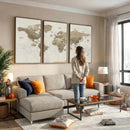 Detailed World Map Wall Art Canvas Print