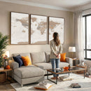 Framed Large World Map Canvas Print for Office Decor