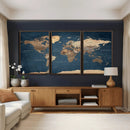 Navy Blue World Map Canvas Print – Framed Travel Map Wall by MyGreatCanvas | Canvas Wall Art Prints | Photo Prints & Wall Decor
