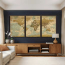 Vintage World Map Wall Art Canvas Print, Detailed World Map