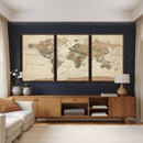 Framed World Map Wall Art for Home and Office Decor