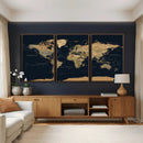 Vintage World Map Canvas on the Dark Background Wall Art