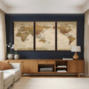 Vintage Detailed World Map Wall Art Canvas Print – Antique