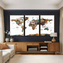 Watercolor World Map Canvas Print – Detailed Map of the