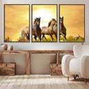 Wild Horses Wall Art Canvas Print – Framed Galloping Herd