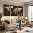 Framed World Map with Pin Canvas Print – Detailed World Map