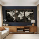 Vintage World Map Wall Art Canvas Print – Framed Large Map