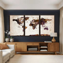 Blue Watercolor World Map Canvas Print – Framed Modern Wall
