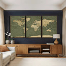 Large World Map Canvas Wall Art Print for Study Room Decor -