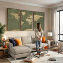 Large World Map Canvas Wall Art Print for Study Room Decor -