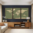 Vintage World Map Canvas Wall Art Print, Classic Global Map
