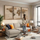 World Map Canvas Wall Art Print, Detailed Global Map Artwork