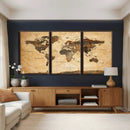 Navy Blue and Gold World Map Canvas Print – Framed Luxury by MyGreatCanvas | Canvas Wall Art Prints | Photo Prints & Wall Decor