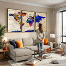 Colorful World Map Canvas Wall Art – Abstract Watercolor Map