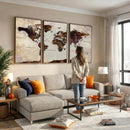 World Map Canvas Triptych – Colorful Global Wall Art for