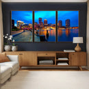 Boston Wall Art Canvas Print, Boston City Downtown Night by MyGreatCanvas | Canvas Wall Art Prints | Photo Prints & Wall Decor