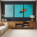 Minimalist Boat Wall Art Canvas Print, Aerial Sea Landscape by MyGreatCanvas | Canvas Wall Art Prints | Photo Prints & Wall Decor