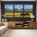 Bison in Mountain Landscape Wall Art Canvas Print – Western by MyGreatCanvas | Canvas Wall Art Prints | Photo Prints & Wall Decor