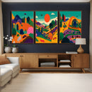 Colorful Japanese Landscape Print: Maximalist Panoramic Wall by MyGreatCanvas | Canvas Wall Art Prints | Photo Prints & Wall Decor