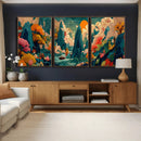 Colorful Japanese Landscape Print: Maximalist Panoramic Wall by MyGreatCanvas | Canvas Wall Art Prints | Photo Prints & Wall Decor