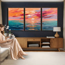 Bold Palette Knife Ocean Sunset Canvas — Orange Pink Teal by MyGreatCanvas | Canvas Wall Art Prints | Photo Prints & Wall Decor
