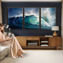 Ocean Wave Canvas Wall Art, Dramatic Teal Blue Seascape Oil by MyGreatCanvas | Canvas Wall Art Prints | Photo Prints & Wall Decor