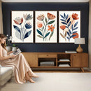 Watercolor Botanical Canvas Wall Art Set, Navy Terracotta by MyGreatCanvas | Canvas Wall Art Prints | Photo Prints & Wall Decor