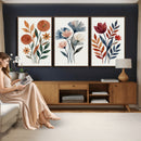 Watercolor Botanical Canvas Wall Art Set, Navy Terracotta by MyGreatCanvas | Canvas Wall Art Prints | Photo Prints & Wall Decor