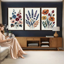 Watercolor Botanical Canvas Wall Art Set, Navy Terracotta by MyGreatCanvas | Canvas Wall Art Prints | Photo Prints & Wall Decor